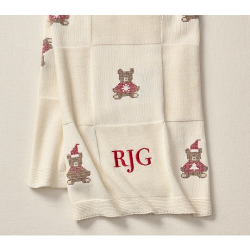 Christmas Bears Needlepoint Baby Blanket