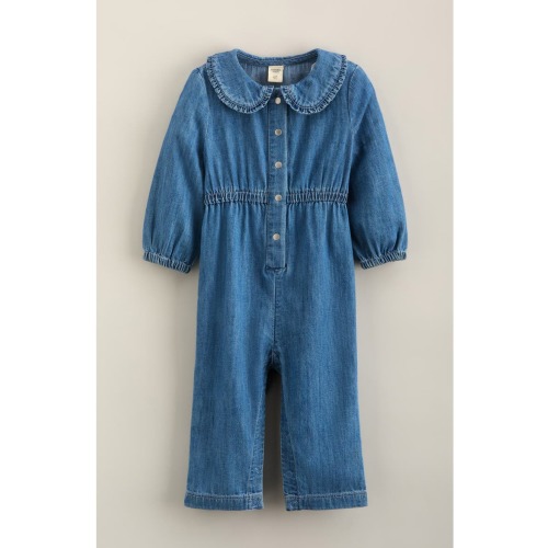 Kids' Ruffle Collar Denim Romper