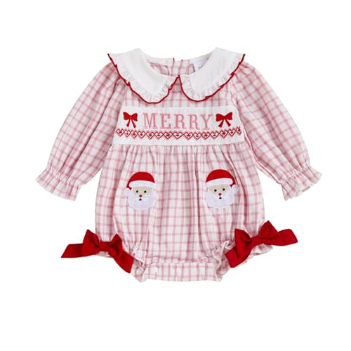 MoZiKQin Baby Girl Thanksgiving Outfit Turkey Bubble Romper Long Sleeve Doll Collar Plaid Jumpsuit Boutique Fall Clothes
