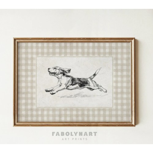 Beagle with zoomies wall art
