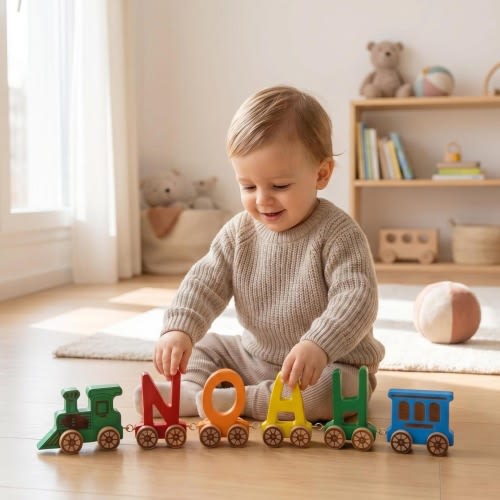 Personalized Wooden Name Puzzle Train – Montessori Baby Toy, Custom Baby Gift, 1st Birthday Gift, Baby Shower Gift, Nursery Decor