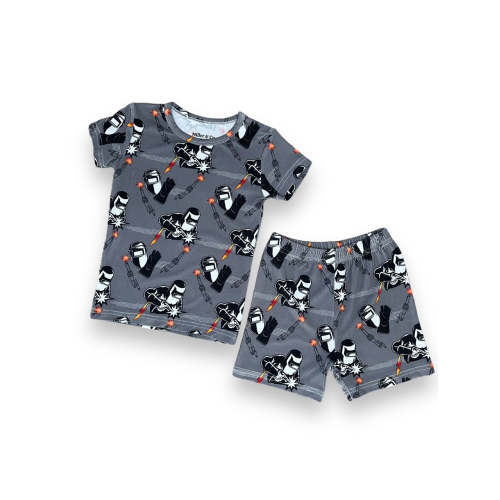 Bamboo Two Piece Short Sleeve & Shorts Pajama Set, Welder