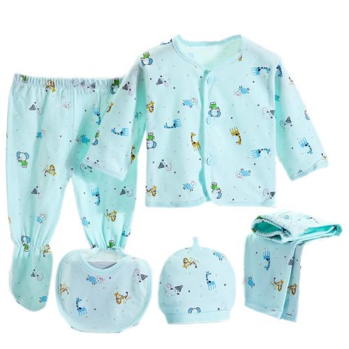 FITFIFTH POD Unisex Baby Clothes 5 Piece Layette Sets Cotton Newborn Clothes Gift Set For 0-3 Months