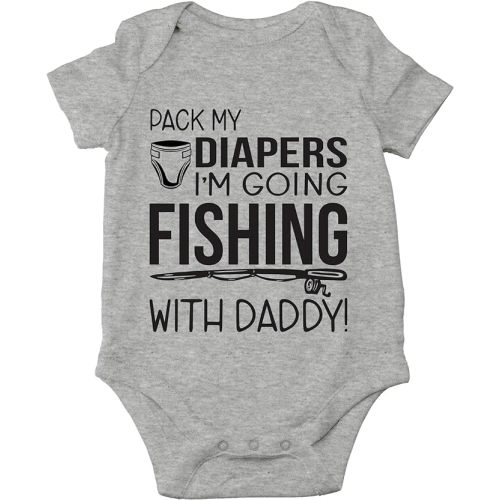 Pack My Diapers, I'm Going Fishing With Daddy Baby Bodysuit Newborn Boy Outfits Cute Romper