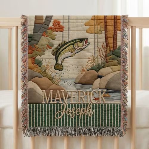 Personalized Bass/Fishing Blanket