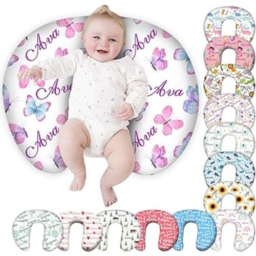 Personalized Baby Nursing Pillow Cover Custom with Name, Butterfly Theme Customized Boy & Girl Gifts