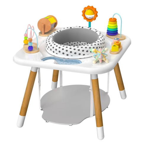 Kizfarm 3-Stage Baby Activity Center, Montessori-Inspired Design, 7 Interactive Toys with Teether, Exersaucer&Toddler Table, Shower Gift, 3 6 12 Month Old Baby Essential, Toy for Baby Infant Toddler