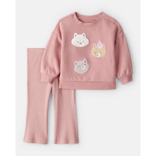 Baby Girl 2-Piece DayDream Fleece Cat Pullover & Pant Set - Pink - Carter's | Carter's