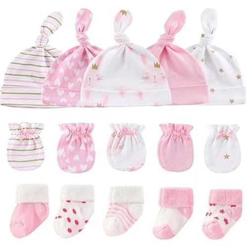 Baby Hats Mittens and Socks Set Cotton Newborn Hat Beanie Soft Infant Girls Boys Caps Gloves 0-6 month