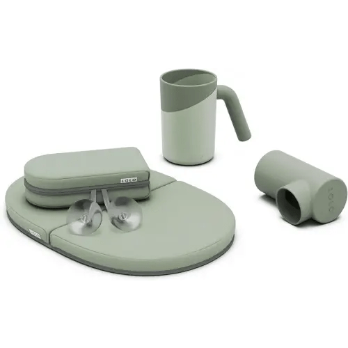 Lalo Bathtime Essentials - Includes Knee & Elbow Saver, Rinse Cup, & Spout Cover - Comfortable & Secure Baby Bath Essentials Made with Safe, Durable Materials and Easy to Clean - Sage