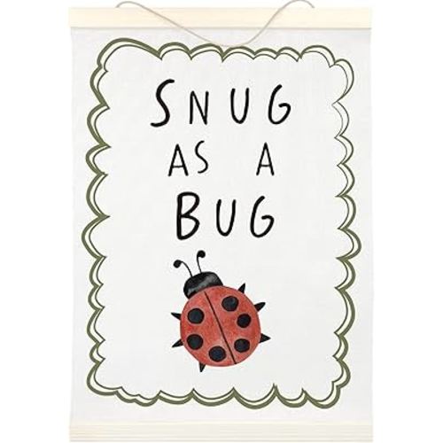 LKETW Bug Nursery Poster Hanger Frame 12x16 Inch, Ladybug Insert Nursery Wall Art Posters for Bedroom, Snug as a Bug Hanging Banner Decor for Kids Toddler Boys Girls Room Playroom