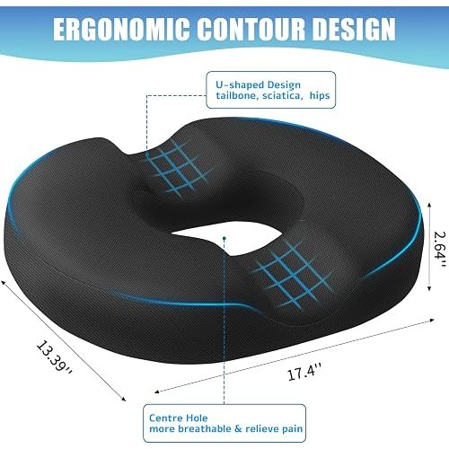 BlissTrends Donut Pillow Seat Cushion - Black