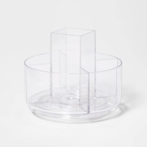 Makeup Turntable Beauty Vanity Organizer Small - Brightroom™: Clear Plastic Makeup Storage with 5 Compartments, 7"x7"x5.88"