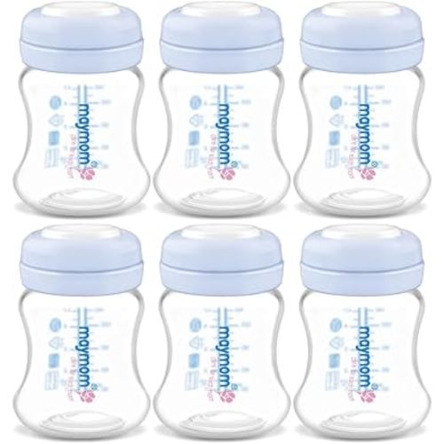 Maymom Wide-Mouth Milk Storage Collection Bottle with SureSeal Sealing Disk; Compatible with Spectra/Motif Luna/Ameda MYA/Bellababy Pumps. Can Replace Spectra S1 S2 Bottles, 6 pc (4.7Oz/140mL, 6pc)