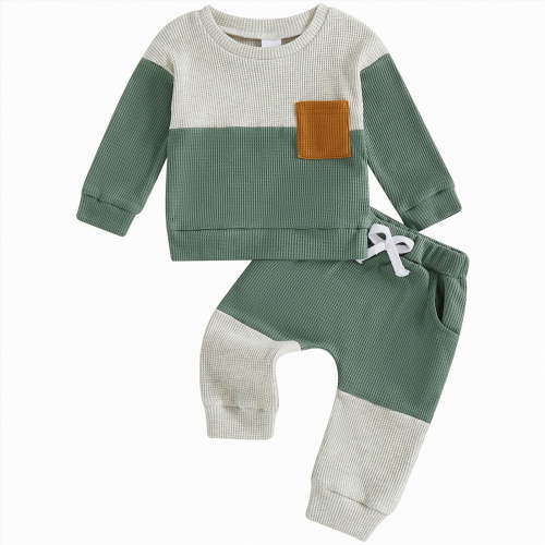 mgoYE Baby Boy Clothes 12-18 Months Fall Outfits Set Clothes Long Sleeve Sweatshirt +Sweatpants 2 Piece Casual Autumn Clothing for Kids Boys(Green,0-6 Months)