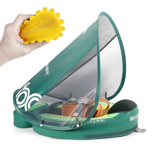 Baby Pool Float with Canopy UPF 50+, Non Inflatable Mambobaby Float, Baby Floaties for Infants Swimming Training, No Flip Over Baby Swimming Float