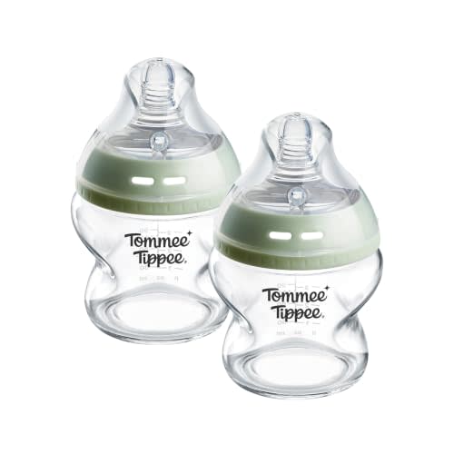 Tommee Tippee Natural Start Glass Baby Bottle, 5oz, 2 count | Anti-colic Breast-like, Durable and Baby-Safe with Self-sterilizing design, Scratch and Stain resistant