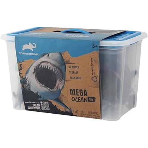 Animal Planet 45-Piece Ocean Animal Toy Set – Sea Life Figures with Sharks, Dolphins, Whales, Octopus, Coral, Rocks & Scenery for Kids Ages 3+