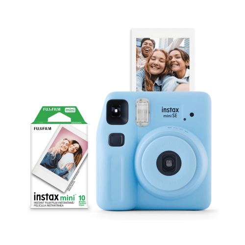 Fujifilm instax Mini SE Instant Camera with Bonus 10 pack Mini Film, Light Blue (Exclusive Value Pack)