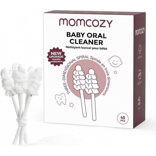 Momcozy Baby Tongue Cleaner Gauze, Baby Toothbrush Disposable Oral Cleaner, Toddler Toothbrush for Tooth Mouth Gum Clean, Infant Toothbrush Oral Cleaning Stick, Baby Oral Cleaner Newborn, 40 Count