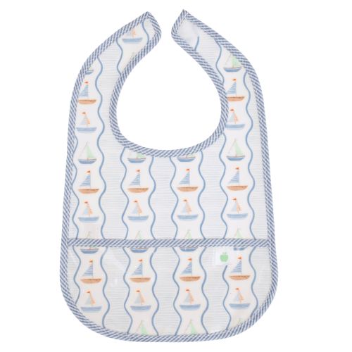 The Wipe It Bib in Sailboats