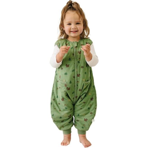 Tealbee Dreamsuit Toddler Sleep Sack with Feet – Walker Sleep Bag with Legs, Rayon made from Bamboo, All Season 1.2 TOG, 2-Way Zipper, 12m-2T - Forest Green