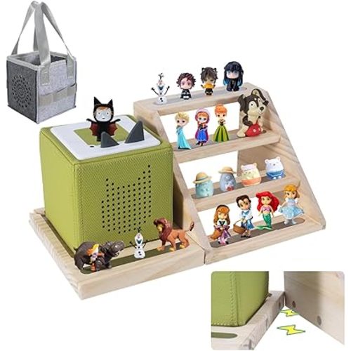 Tonie Shelf Magnetic Ladders,for Tonie Figures Wall Shelves,for Toniebox Shelf Audio Toy Figurine Holder Organizer, Compatible Charging Station, with a Carrying case