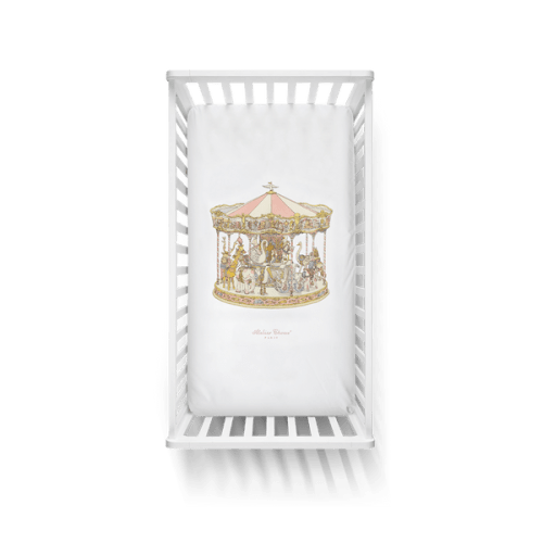 Crib Fitted Sheet - Carousel Pink