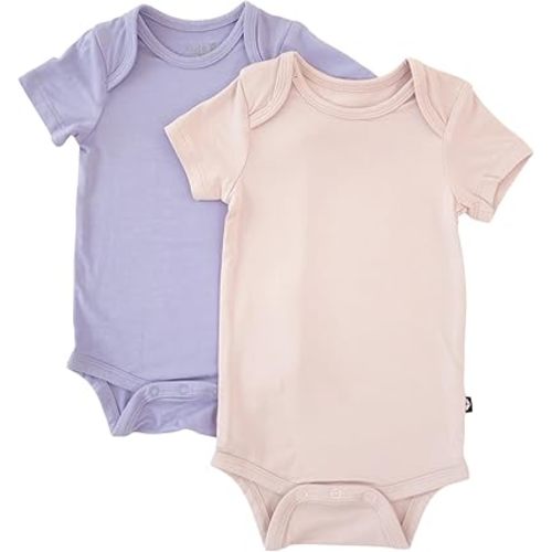 KYTE BABY Unisex Bodysuits, 2-Pack Short Sleeve Baby Bodysuits, 97% Rayon made from Bamboo, 3% Spandex