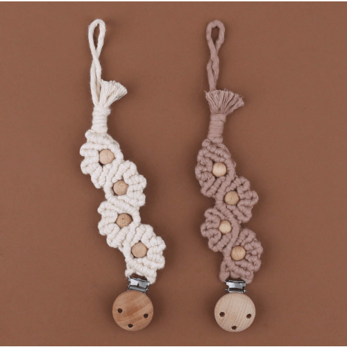 1 Pc Handmade Pacifier Clip, Fashion Woven Pacifier Holder Chain & Beechwood Pacifier Clip, Suitable For Daily Use | SHEIN USA