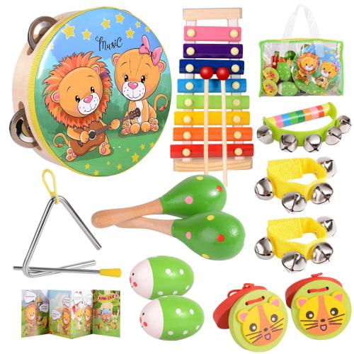 oathx Baby Musical Instruments Wooden Toy Set for Kids Toddler Education