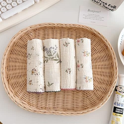 4-Pack Muslin 100% Cotton Sweet Burp Cloths - Pattern-1
