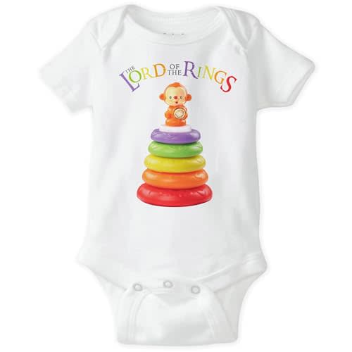 CarefreeTees Lord of the Stacking Rings Baby Bodysuit | Funny LOTR Parody Infant One-Piece | Nerdy Baby Stuff