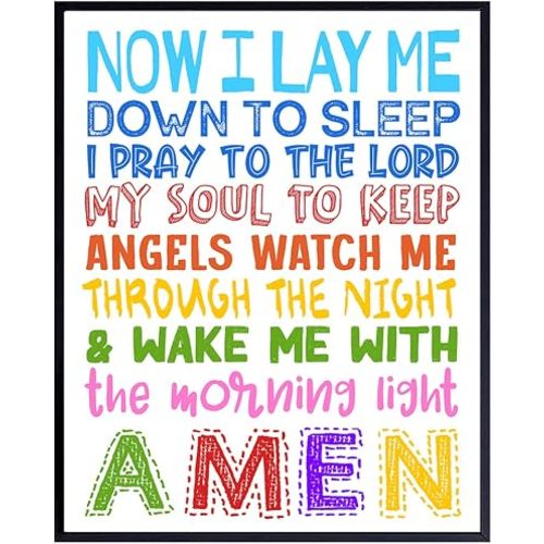 Yellowbird Art & Design Religious Wall Art & Decor - Cute Christian Gifts for Kids Bedroom, Nursery, Little Girls, Boys, Toddlers Room - Spiritual Prayer Wall Decor - Faith God Wall Decor - Bible Verses Quotes Sayings 8x10 Unframed