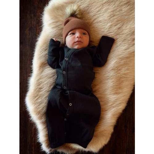 Black / Organic Ribbed Gown