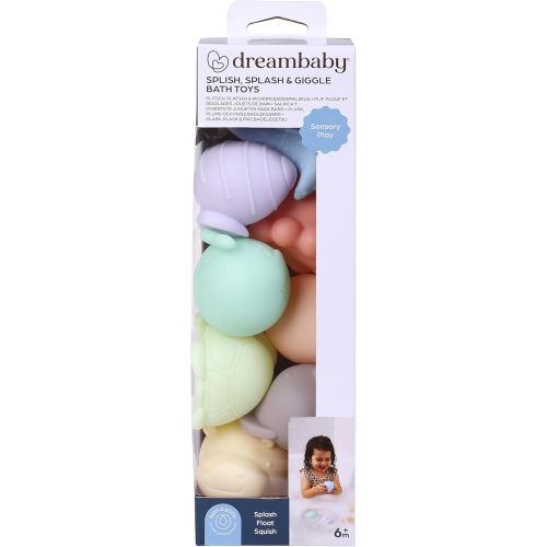 Dreambaby No Hole Bath Toys, 8-Pack Sensory Textured Sea Animals, Mold-Free