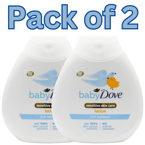 Baby Dove Sensitive Skin Care Lotion, Rich Moisture, 192 ml 6.50 Fl oz.- Ultra Gentle for Baby's Sensitive Skin Pack of 2