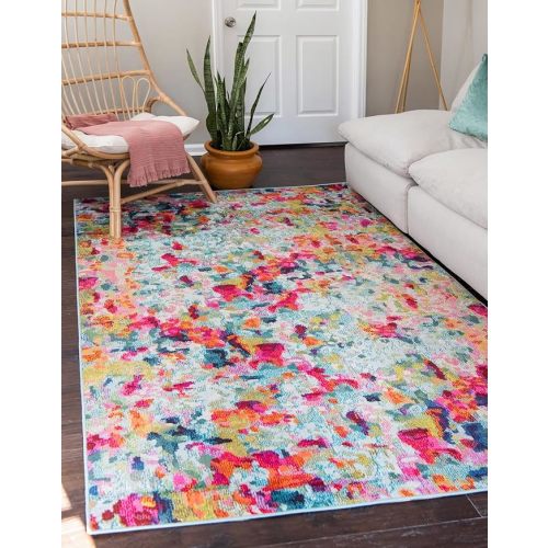 Unique Loom Chromatic Collection Area Rug - Champagne (5' x 8' Rectangle, Multi/ Blue)