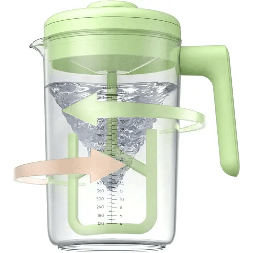 Electric Formula Pitcher, 36 oz Baby Formula Mixing Pitcher, Automatic Baby Formula Mixer, Bidirectional Stirring Breastmilk Pitcher, Locking Lid Smooth Formula Maker Milk Storage for Fridge（Green)