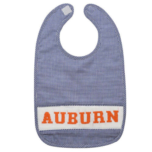 Auburn Smocked Navy Gingham Bib