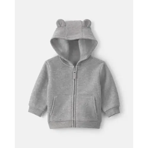 Baby Bear Fleece Zip-Up Hoodie - Grey | Carter's 0-3 months