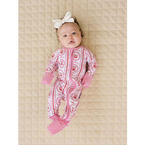 bamboo zip romper - cherry bear