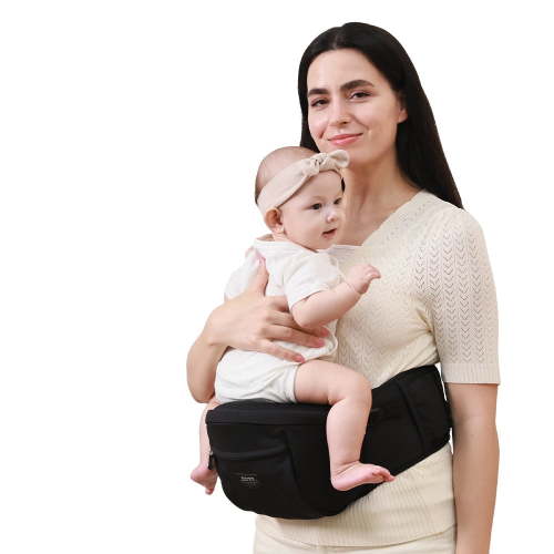 Sunveno Ergonomic Hip Baby Carrier with Seat, Adjustable Waistband & Storage Pockets, Newborn to Toddler up to 45 lbs