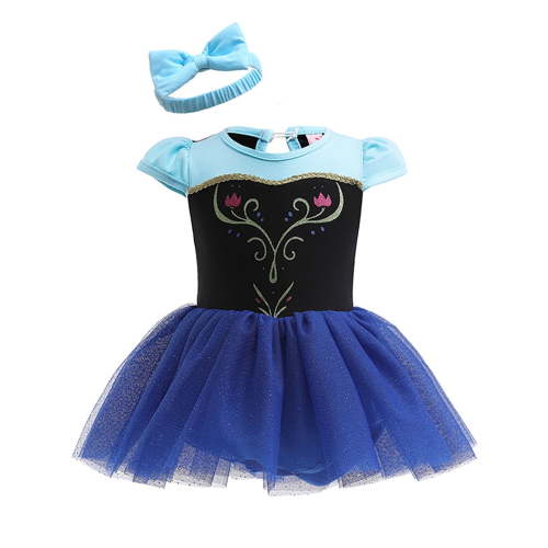 QEFJNO 3-18M Baby Girl Princess Dress Up Clothes Romper Dress + Headband Set Halloween Christmas Birthday Party