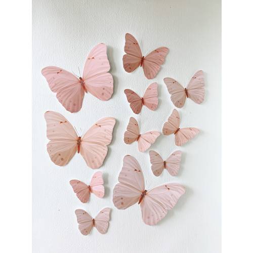 Peachy Pink Ombre Paper Butterfly Set - Whimsical Wall & Party Decor