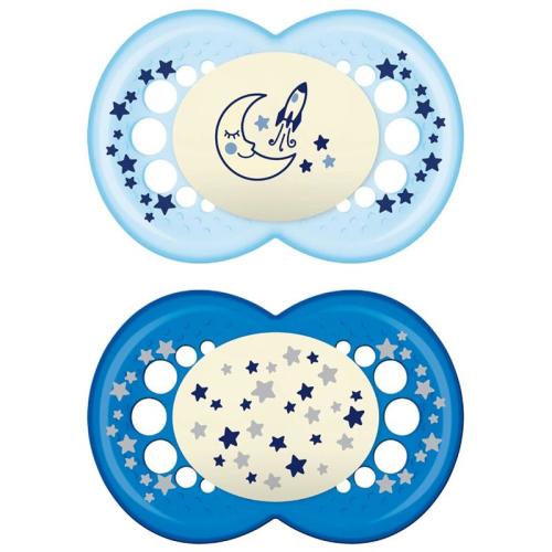 Mam - 2Pk Original Night Baby Pacifier, Glows in The Dark, Colors May Vary