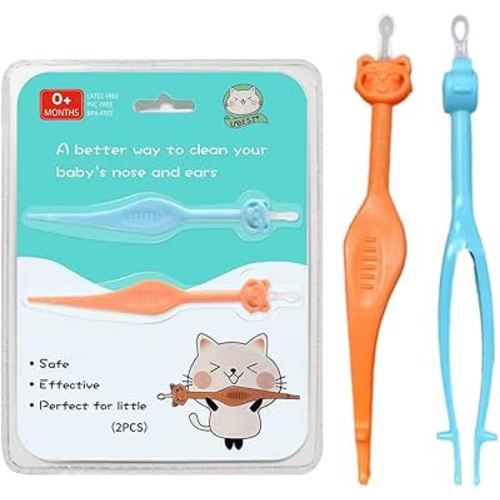Two Pack 3 in 1 Baby Nose and Ear Gadget, Safe Baby Nose and Ear Cleaner, Nose Cleaning Tweezers for Infants and Toddlers