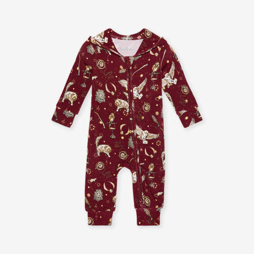 Gryffindor House French Terry Zippered Hooded Romper