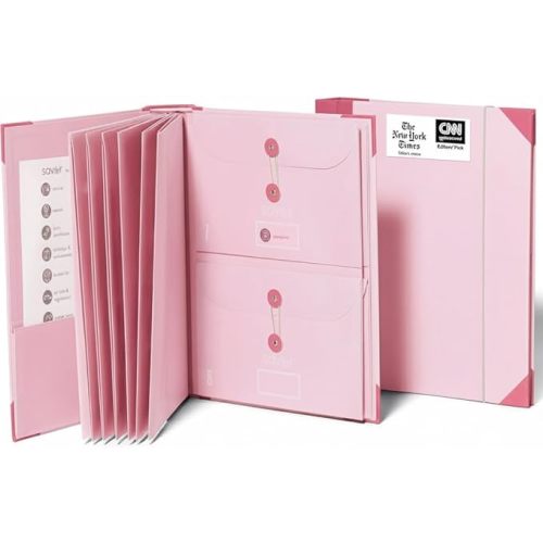 The Folio® Important Document Organizer by Savor | Binder with Guided Labels, Acid-Free File Folder Organizer with 10 Pockets, Document Holder for Home Records, Legal and Medical Papers (Pink)
