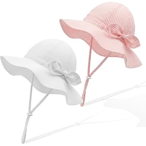 RIVBOS Toddler Sun Hat UPF 50+ Adjustable Outdoor Summer Beach Wide Brim Kids Baby Bucket Hat for Boys Girls 0-7 Years